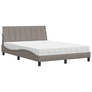 vidaXL Bett mit Matratze "Hanko" Taupe 140x200 cm Stoff