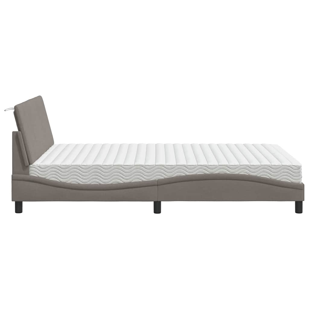 vidaXL Bett mit Matratze "Hanko" Taupe 140x200 cm Stoff