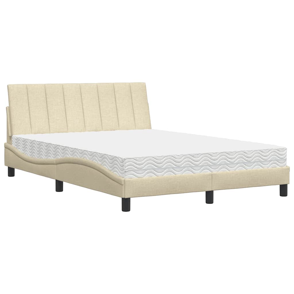 vidaXL Bett mit Matratze "Hanko" Creme 140x200 cm Stoff