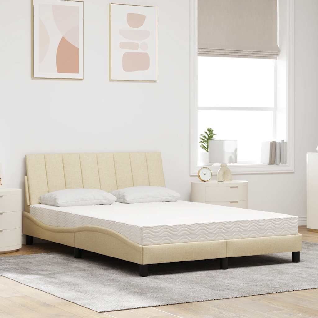vidaXL Bett mit Matratze "Hanko" Creme 140x200 cm Stoff