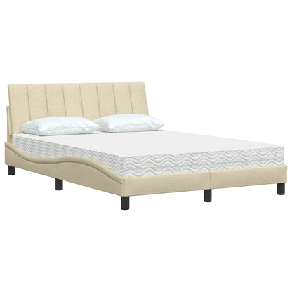 vidaXL Bett mit Matratze "Hanko" Creme 140x200 cm Stoff