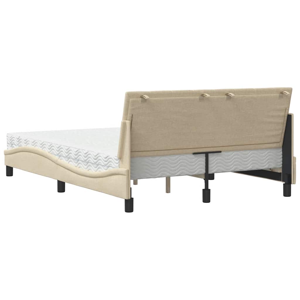 vidaXL Bett mit Matratze "Hanko" Creme 140x200 cm Stoff