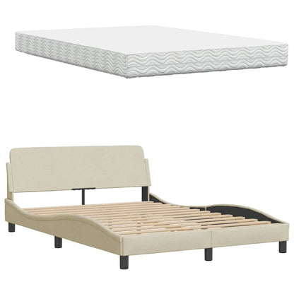 vidaXL Bett mit Matratze "Hanko" Creme 140x200 cm Stoff