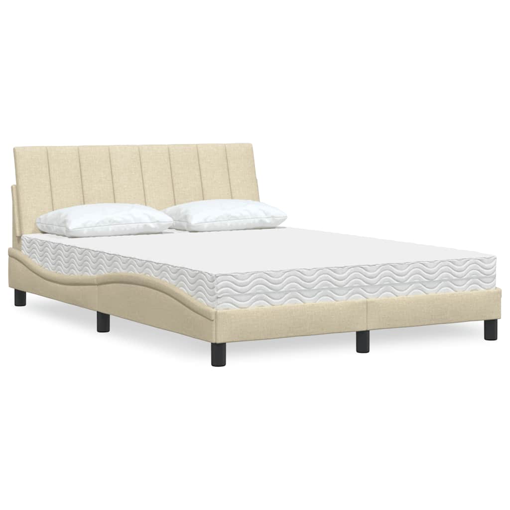 vidaXL Bett mit Matratze "Hanko" Creme 140x200 cm Stoff