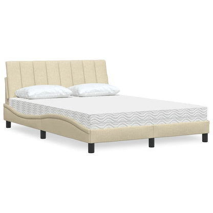 vidaXL Bett mit Matratze "Hanko" Creme 140x200 cm Stoff
