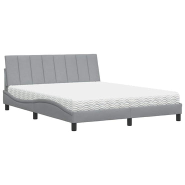 vidaXL Lit avec matelas "Hanko" gris clair 160x200 cm tissu