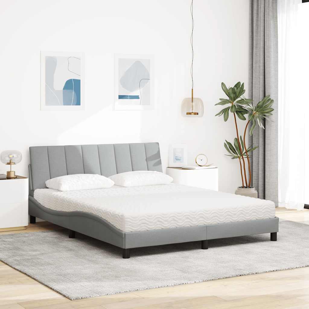 vidaXL Lit avec matelas "Hanko" gris clair 160x200 cm tissu