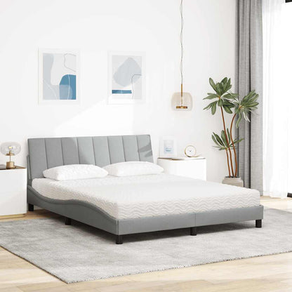 vidaXL Lit avec matelas "Hanko" gris clair 160x200 cm tissu