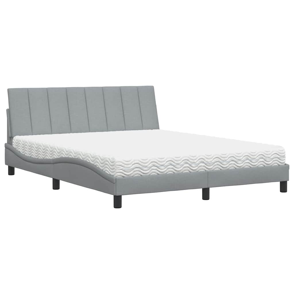 vidaXL Lit avec matelas "Hanko" gris clair 160x200 cm tissu