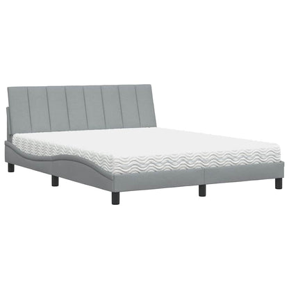 vidaXL Lit avec matelas "Hanko" gris clair 160x200 cm tissu