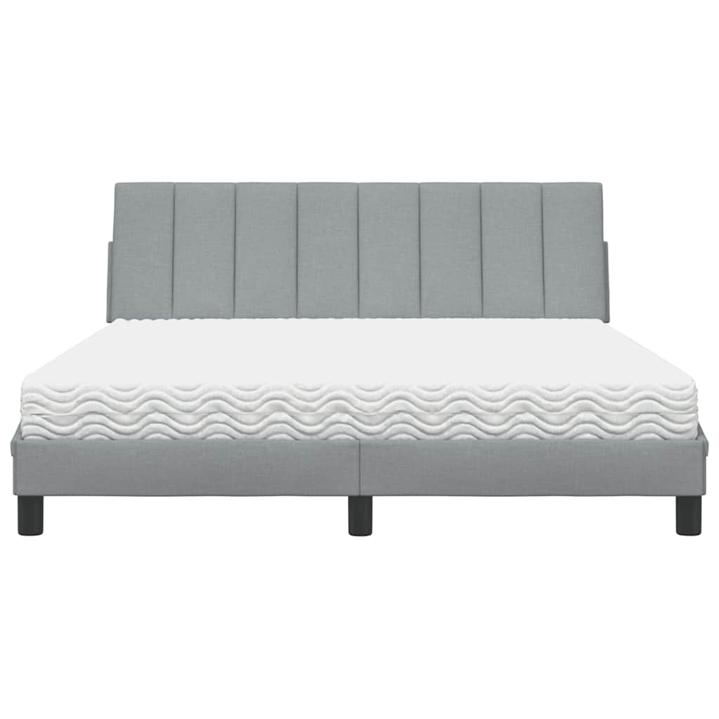 vidaXL Lit avec matelas "Hanko" gris clair 160x200 cm tissu