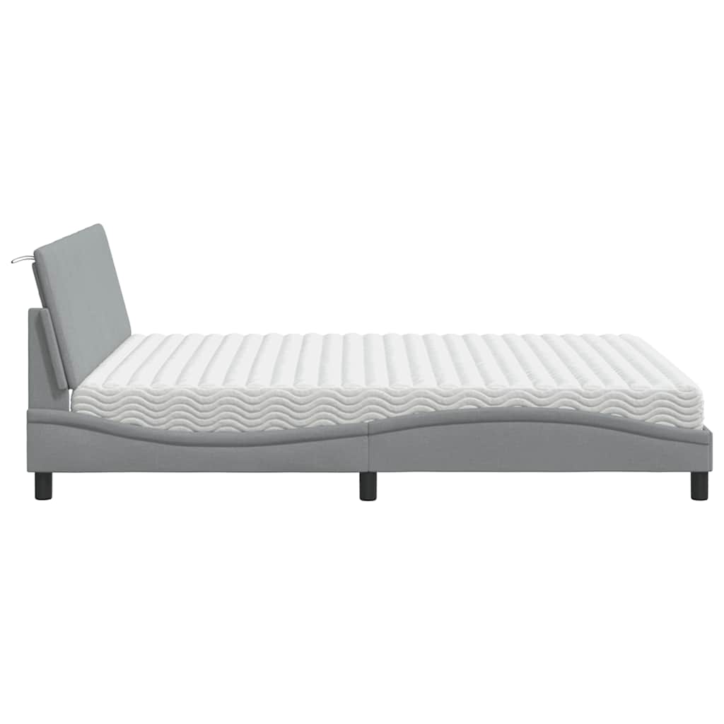 vidaXL Lit avec matelas "Hanko" gris clair 160x200 cm tissu