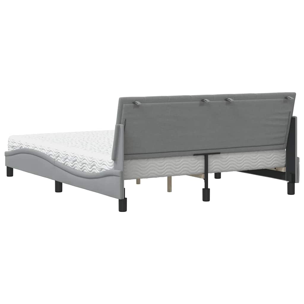 vidaXL Lit avec matelas "Hanko" gris clair 160x200 cm tissu