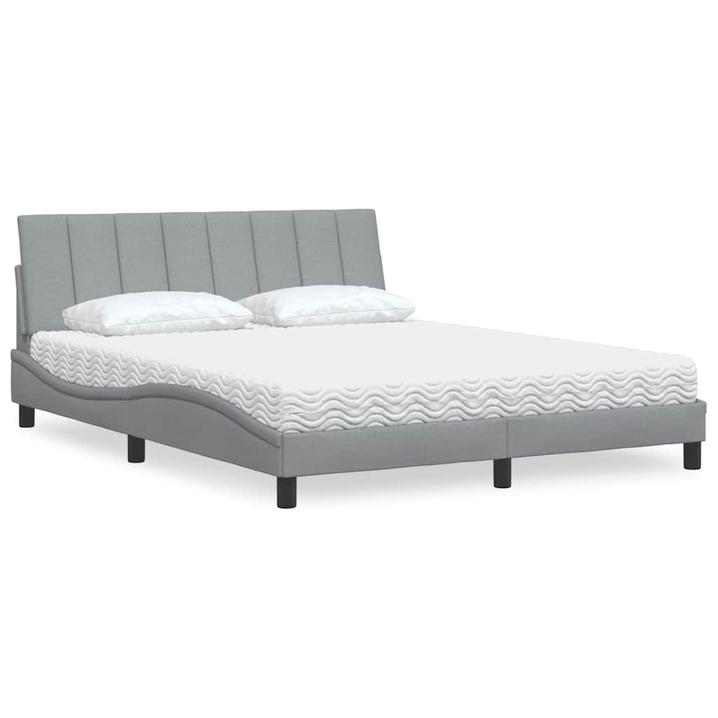 vidaXL Lit avec matelas "Hanko" gris clair 160x200 cm tissu
