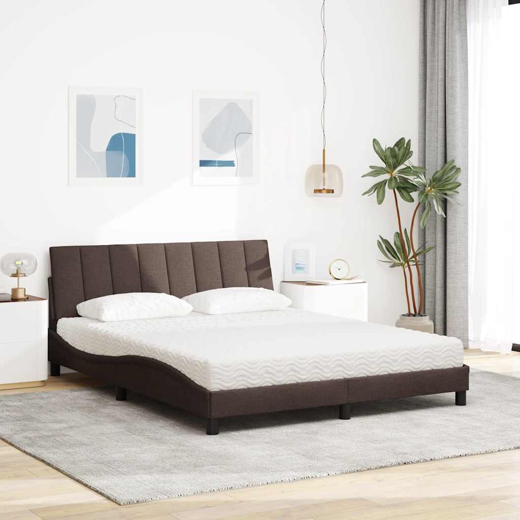 vidaXL Bett mit Matratze "Hanko" Dunkelbraun 160x200 cm Stoff