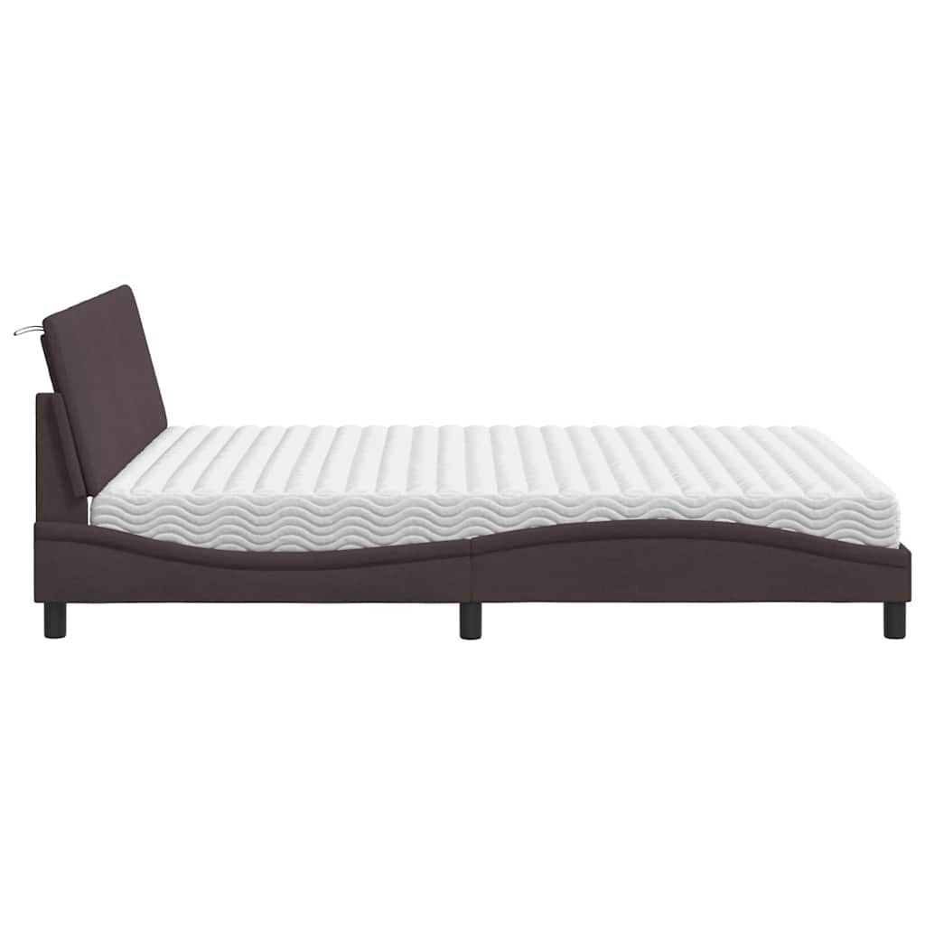 vidaXL Bett mit Matratze "Hanko" Dunkelbraun 160x200 cm Stoff