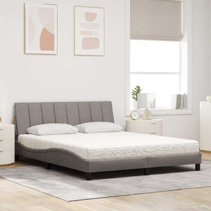 vidaXL Bett mit Matratze "Hanko" Taupe 160x200 cm Stoff