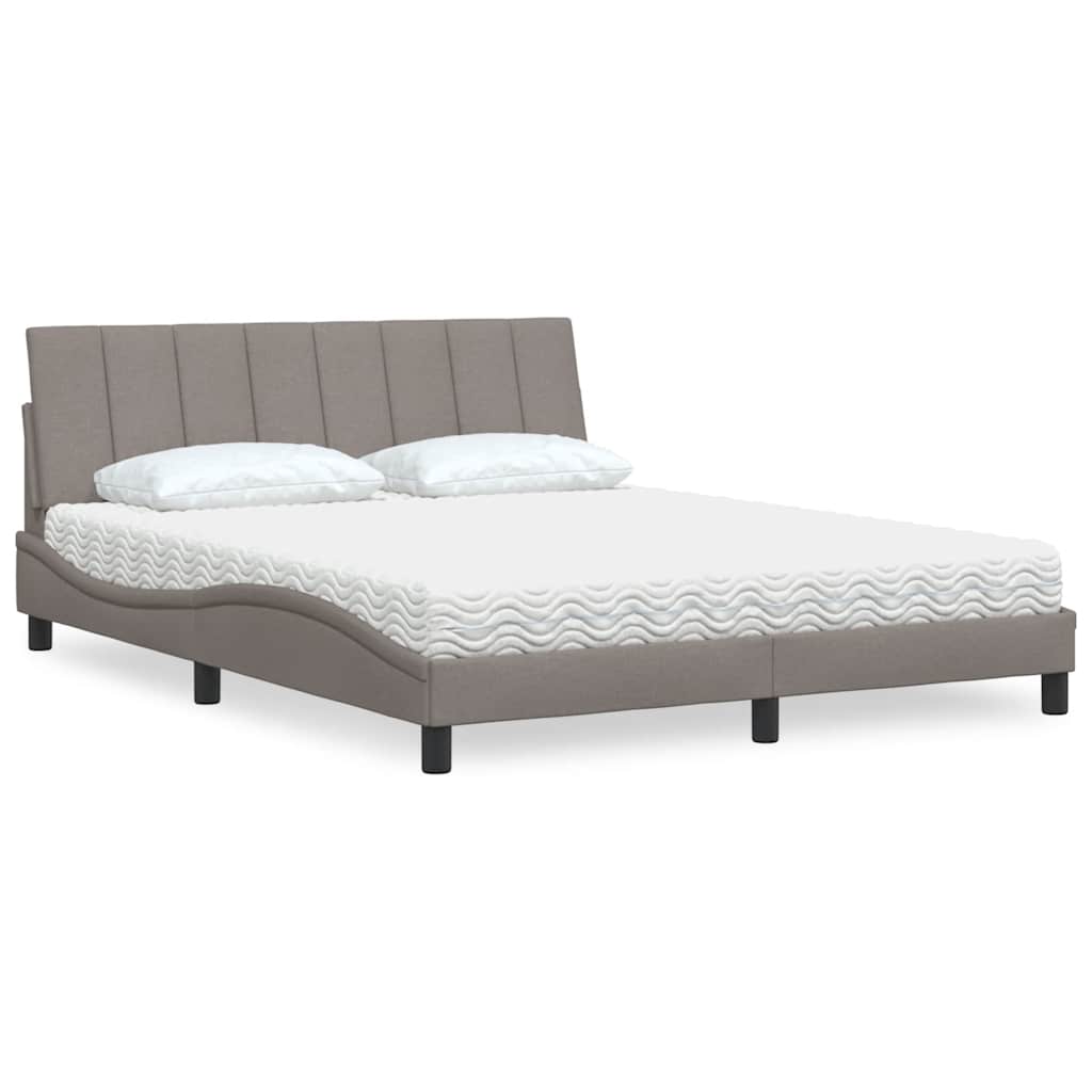 vidaXL Bett mit Matratze "Hanko" Taupe 160x200 cm Stoff