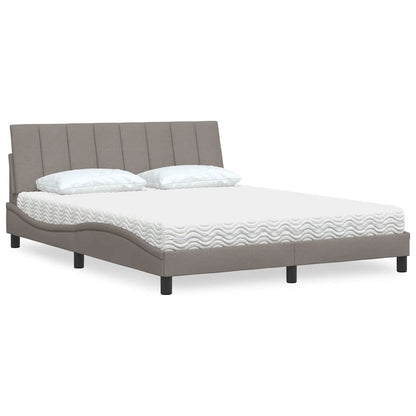 vidaXL Bett mit Matratze "Hanko" Taupe 160x200 cm Stoff