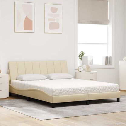 Bett mit Matratze "Hanko" Creme 160x200 cm Stoff