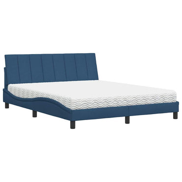 vidaXL Lit avec matelas « Hanko » bleu 160x200 cm Tissu