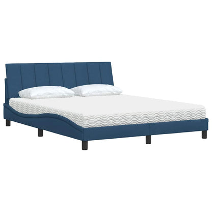 vidaXL Lit avec matelas « Hanko » bleu 160x200 cm Tissu