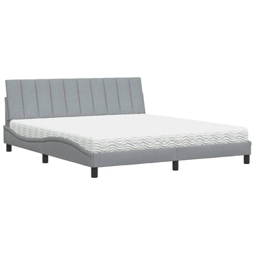 vidaXL Lit avec matelas "Hanko" gris clair 180x200 cm tissu