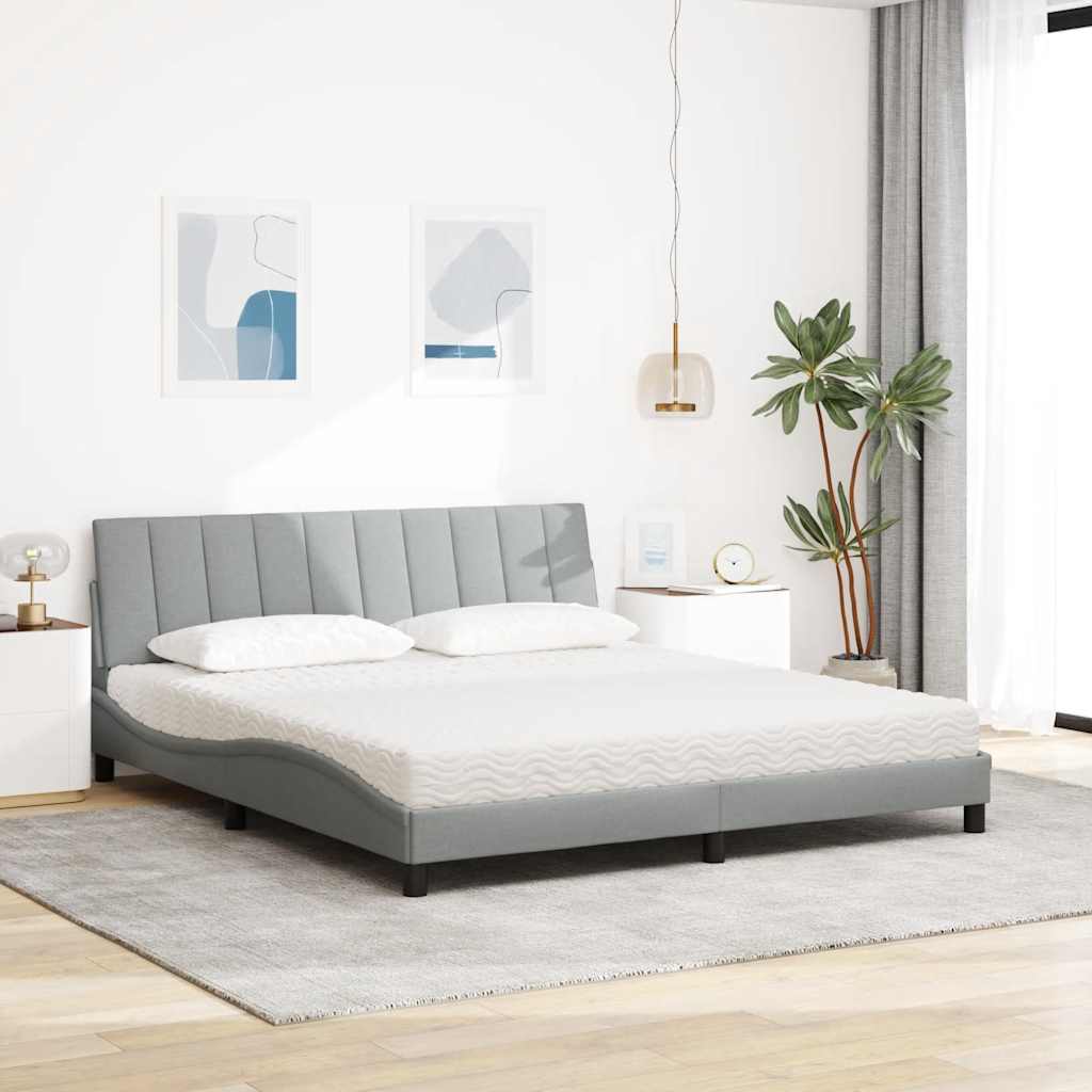 vidaXL Lit avec matelas "Hanko" gris clair 180x200 cm tissu