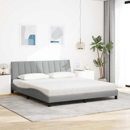vidaXL Lit avec matelas "Hanko" gris clair 180x200 cm tissu