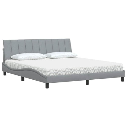 vidaXL Lit avec matelas "Hanko" gris clair 180x200 cm tissu