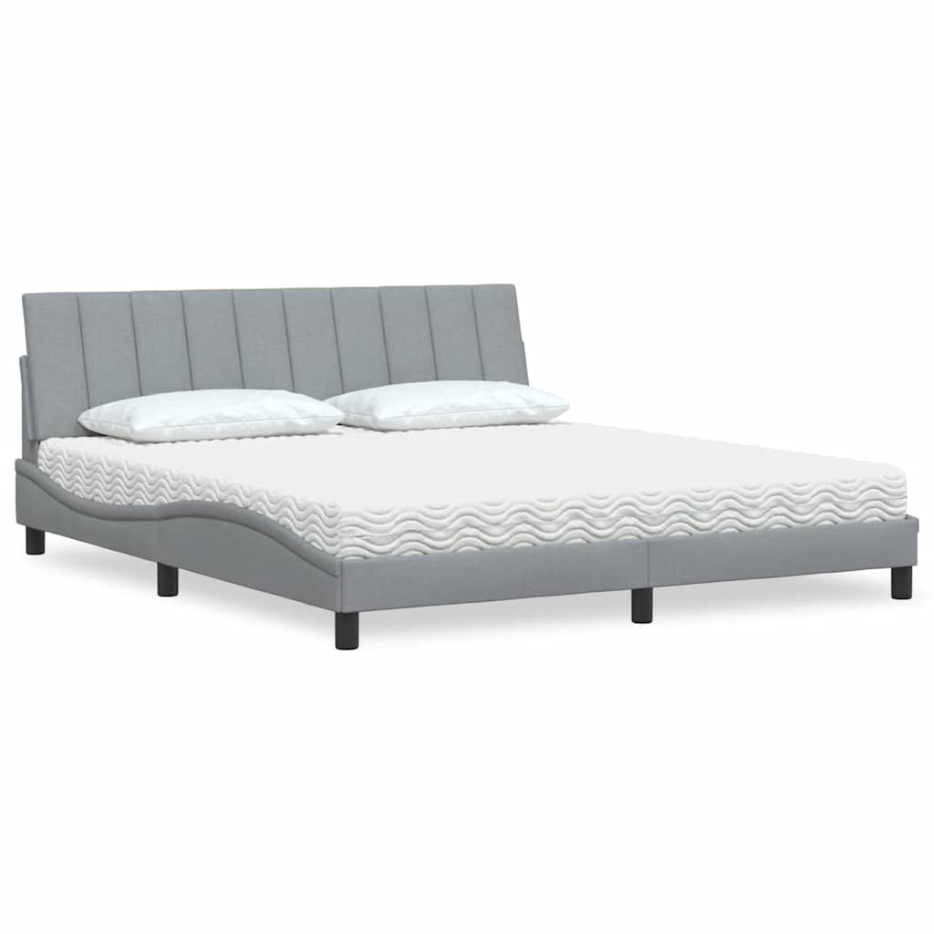 vidaXL Lit avec matelas "Hanko" gris clair 180x200 cm tissu