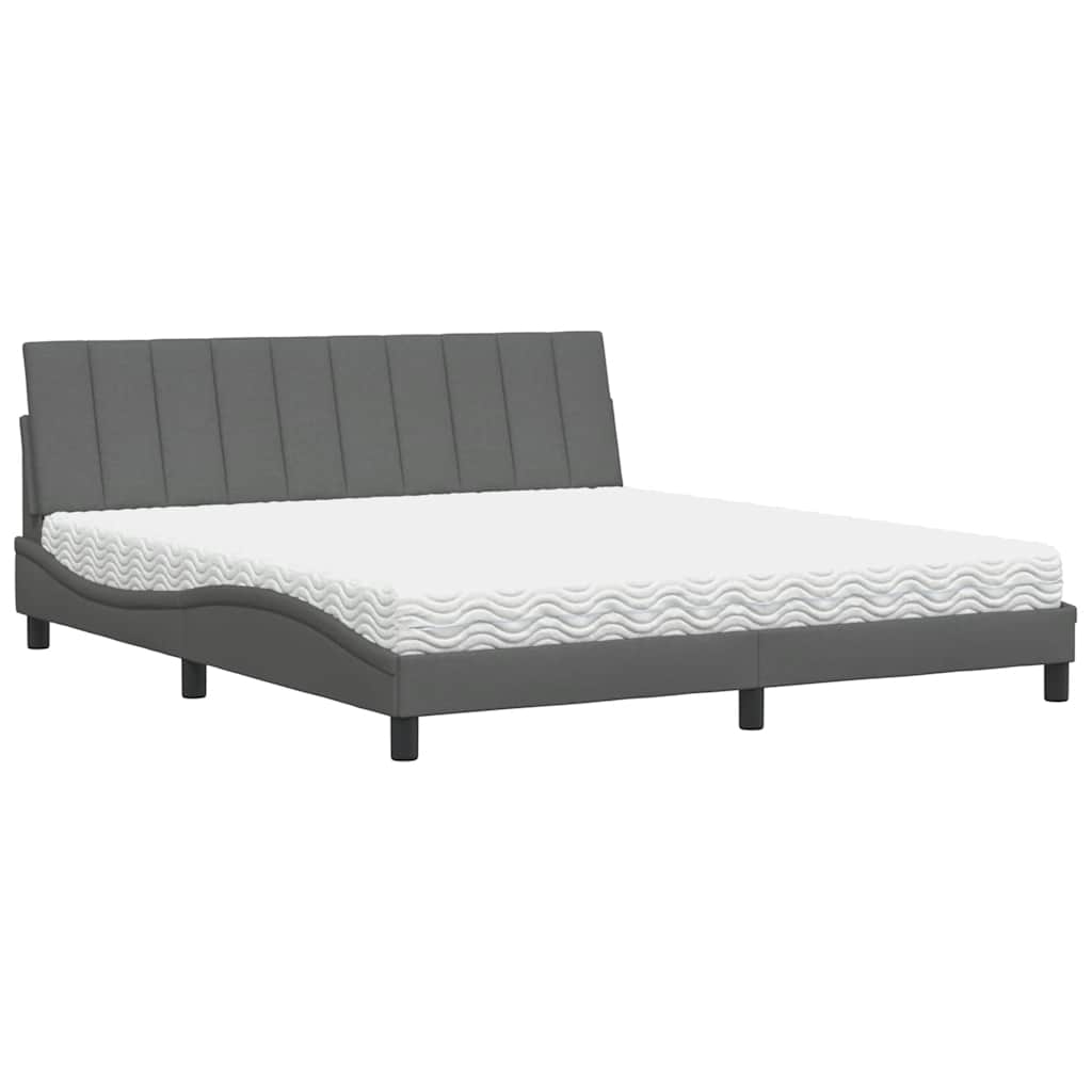 vidaXL Lit avec matelas "Hanko" Gris foncé 180x200 cm Tissu
