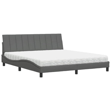 vidaXL Lit avec matelas "Hanko" Gris foncé 180x200 cm Tissu