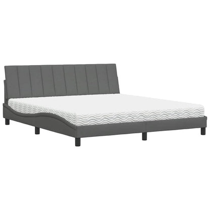 vidaXL Lit avec matelas "Hanko" Gris foncé 180x200 cm Tissu