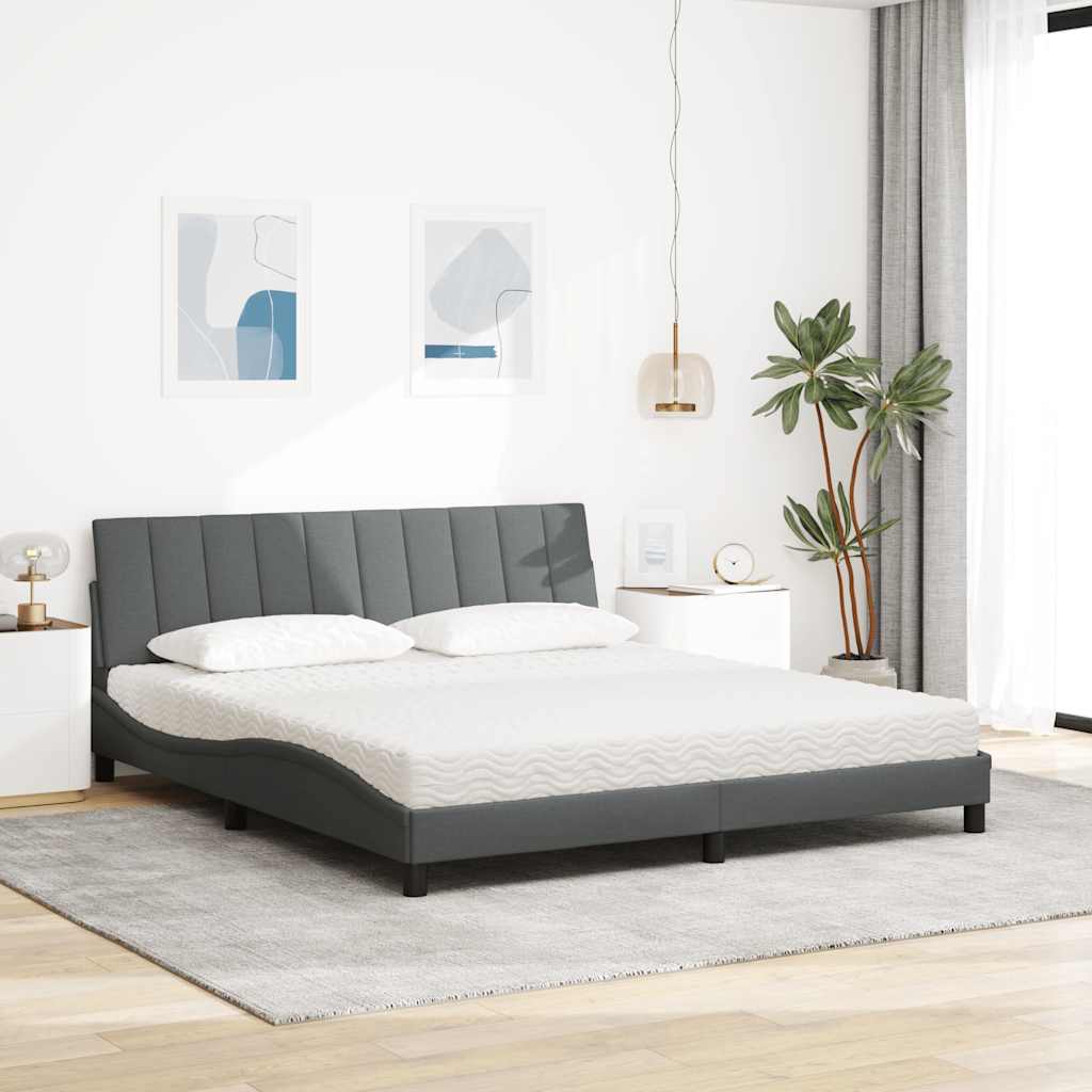 vidaXL Lit avec matelas "Hanko" Gris foncé 180x200 cm Tissu