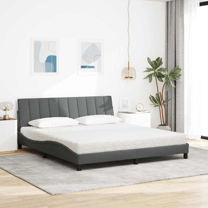 vidaXL Lit avec matelas "Hanko" Gris foncé 180x200 cm Tissu