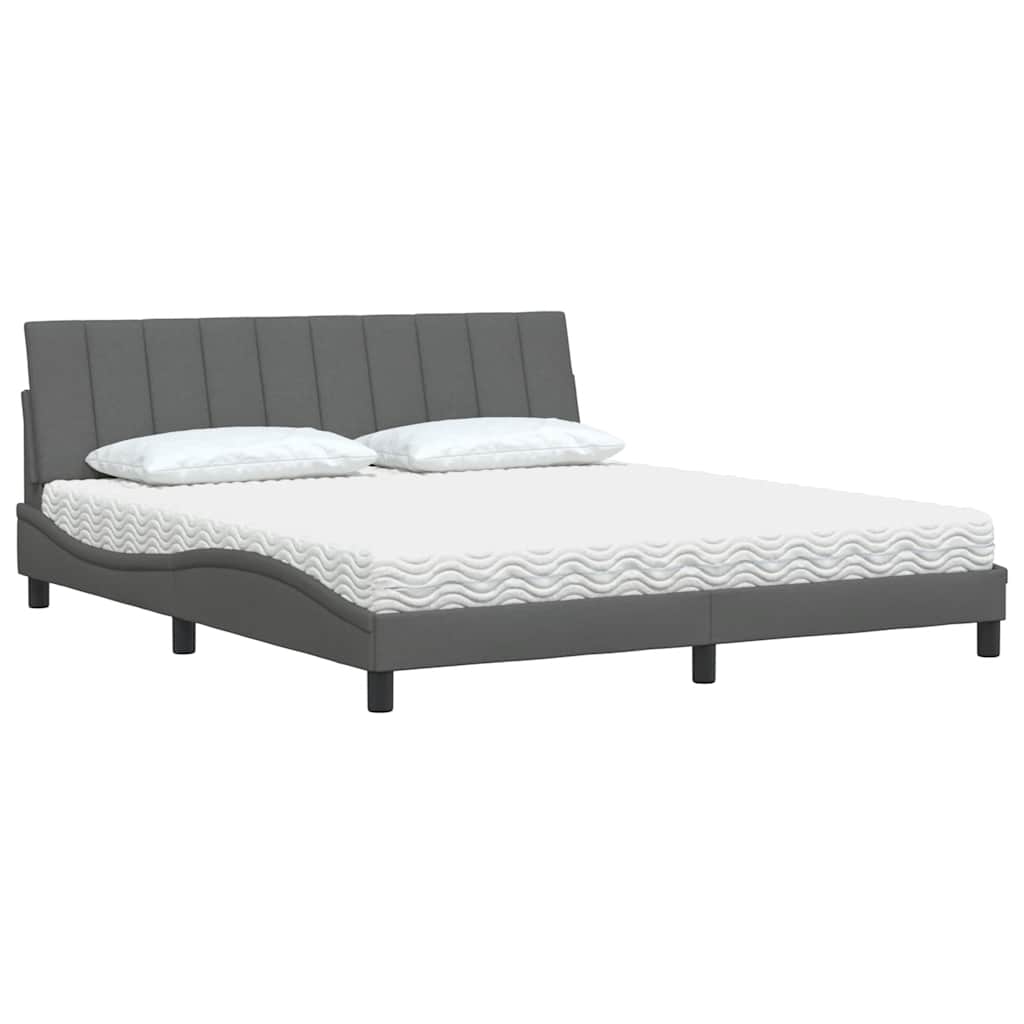 vidaXL Lit avec matelas "Hanko" Gris foncé 180x200 cm Tissu