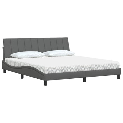 vidaXL Lit avec matelas "Hanko" Gris foncé 180x200 cm Tissu