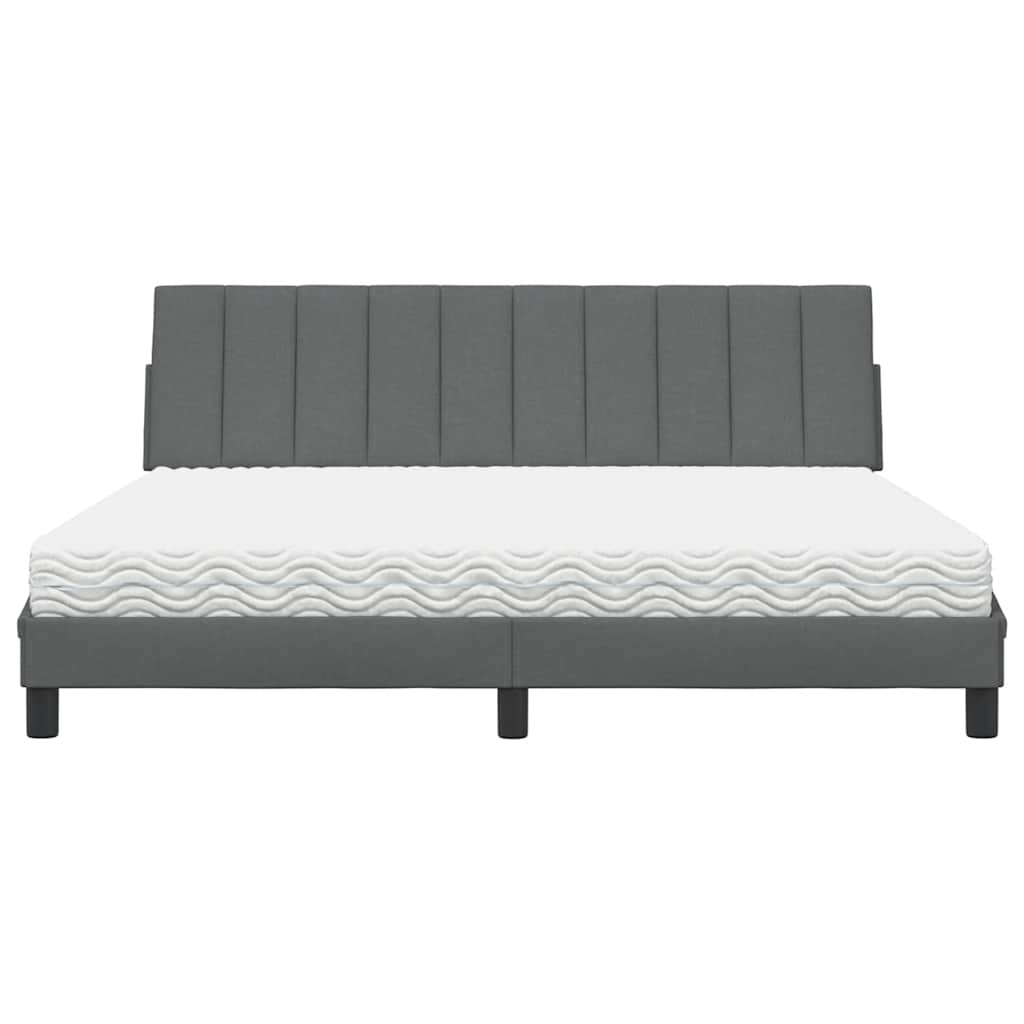 vidaXL Lit avec matelas "Hanko" Gris foncé 180x200 cm Tissu