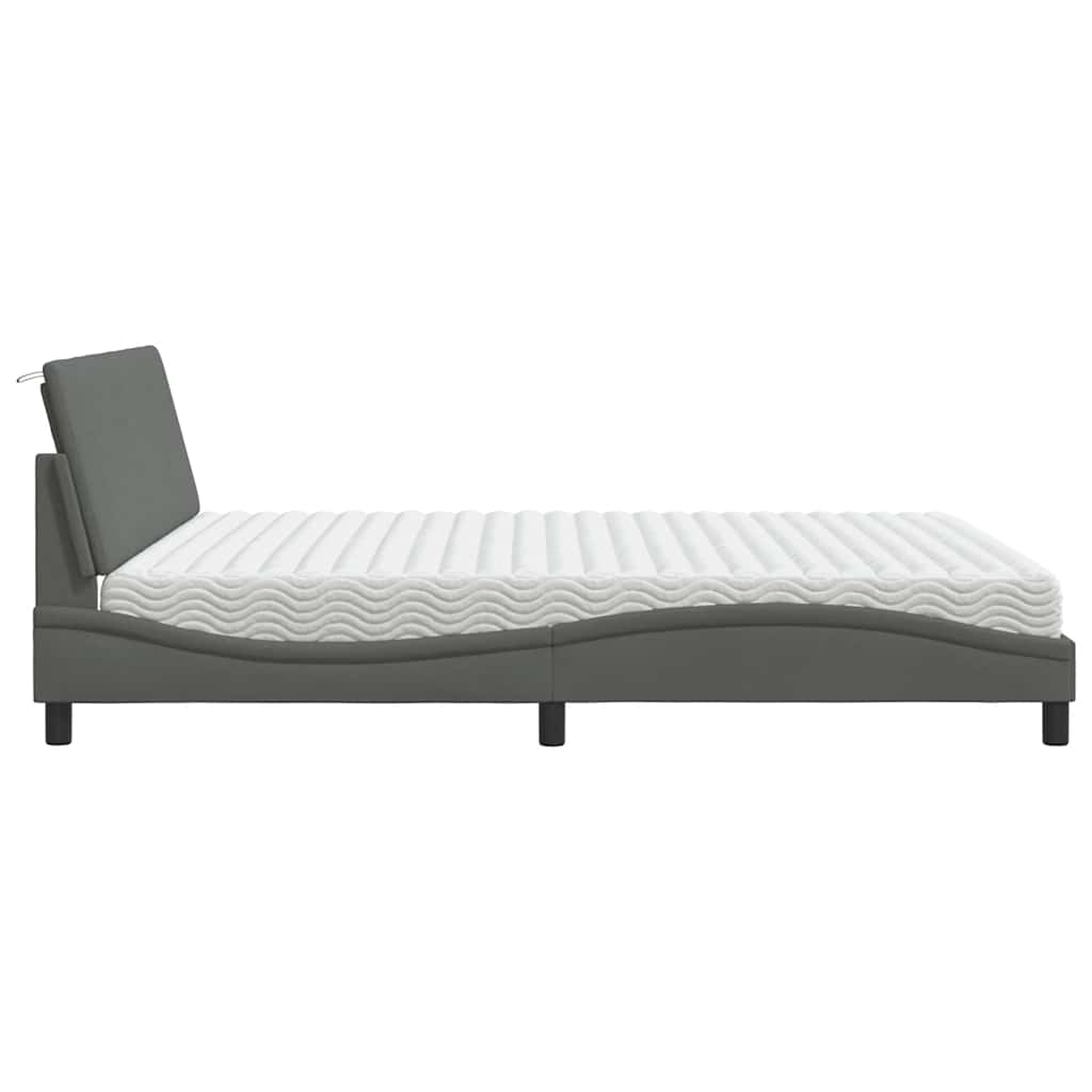 vidaXL Lit avec matelas "Hanko" Gris foncé 180x200 cm Tissu