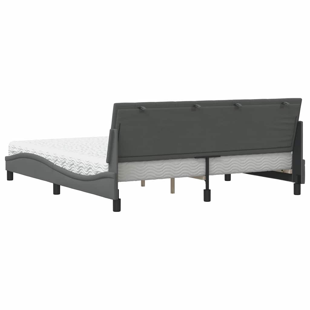 vidaXL Lit avec matelas "Hanko" Gris foncé 180x200 cm Tissu