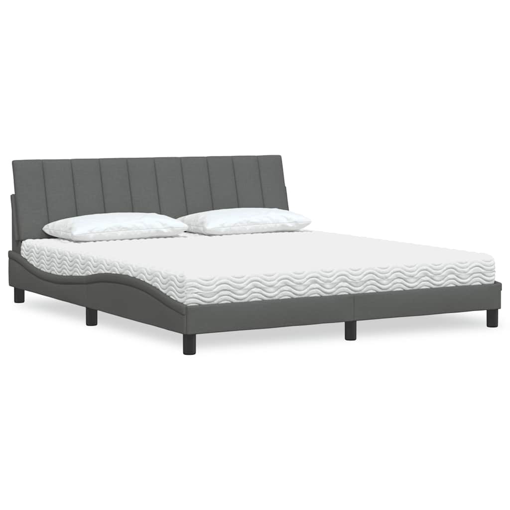 vidaXL Lit avec matelas "Hanko" Gris foncé 180x200 cm Tissu