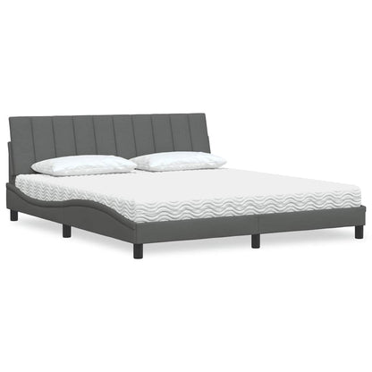 vidaXL Lit avec matelas "Hanko" Gris foncé 180x200 cm Tissu