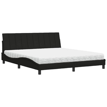 vidaXL Lit avec matelas "Hanko" Noir 180x200 cm Tissu