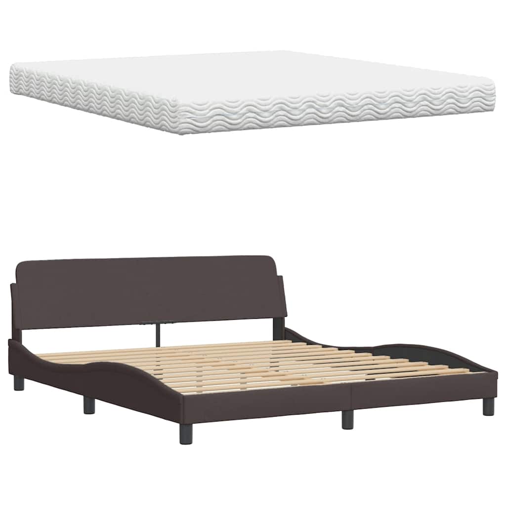 vidaXL Bett mit Matratze "Hanko" Dunkelbraun 180x200 cm Stoff