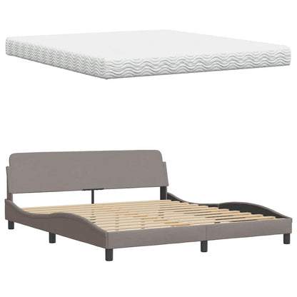 vidaXL Bett mit Matratze "Hanko" Taupe 180x200 cm Stoff