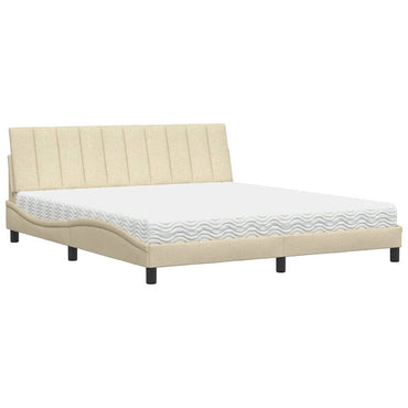 vidaXL Lit avec matelas "Hanko" crème 180x200 cm tissu