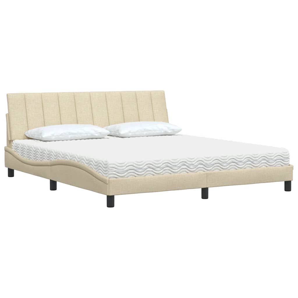 vidaXL Lit avec matelas "Hanko" crème 180x200 cm tissu