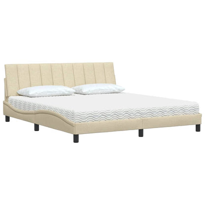 vidaXL Lit avec matelas "Hanko" crème 180x200 cm tissu