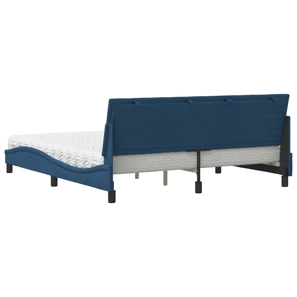 vidaXL Lit avec matelas "Hanko" bleu 180x200 cm Tissu